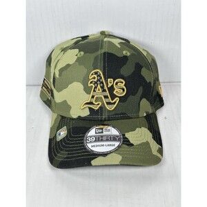 Size M/L New Era Oakland Athletics Armed Forces Day Camo 39THIRTY Hat Cap NWT